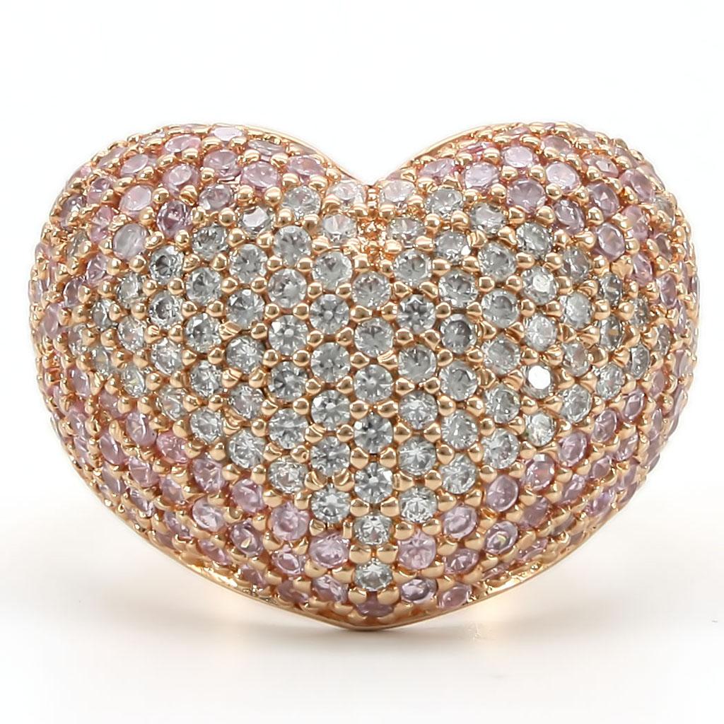 Rose Gold Brass Ring with AAA Grade CZ  in Rose