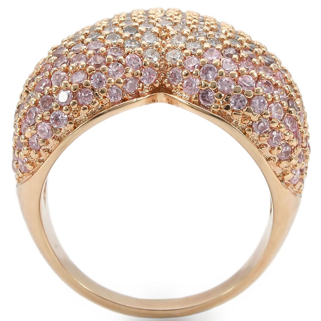 Rose Gold Brass Ring with AAA Grade CZ  in Rose