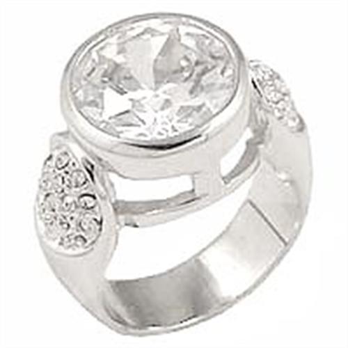 Rhodium Brass Ring with AAA Grade CZ  in Clear