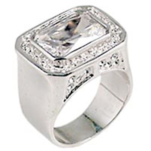 Rhodium Brass Ring with AAA Grade CZ  in Clear