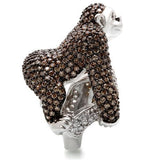 Rhodium + Ruthenium Brass Ring with AAA Grade CZ  in Champagne