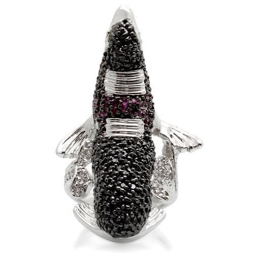 Rhodium + Ruthenium Brass Ring with AAA Grade CZ  in Multi Color