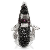 Rhodium + Ruthenium Brass Ring with AAA Grade CZ  in Multi Color