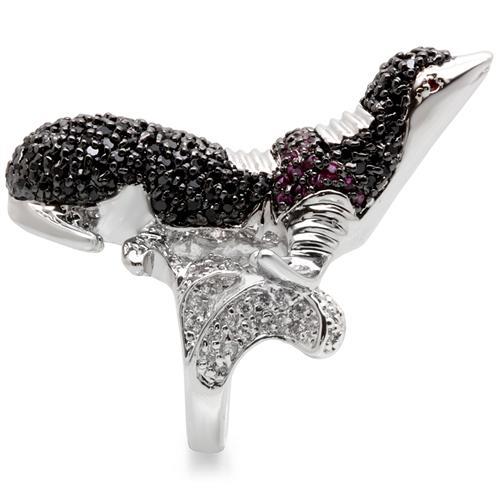 Rhodium + Ruthenium Brass Ring with AAA Grade CZ  in Multi Color