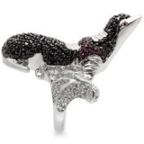 Rhodium + Ruthenium Brass Ring with AAA Grade CZ  in Multi Color