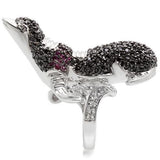 Rhodium + Ruthenium Brass Ring with AAA Grade CZ  in Multi Color