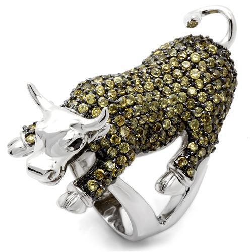 Rhodium + Ruthenium Brass Ring with AAA Grade CZ  in Multi Color