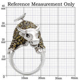 Rhodium + Ruthenium Brass Ring with AAA Grade CZ  in Multi Color