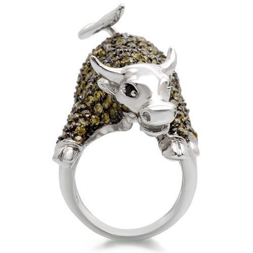 Rhodium + Ruthenium Brass Ring with AAA Grade CZ  in Multi Color