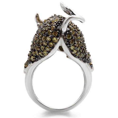 Rhodium + Ruthenium Brass Ring with AAA Grade CZ  in Multi Color