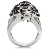 Rhodium + Ruthenium Brass Ring with AAA Grade CZ  in Jet