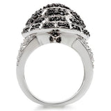 Rhodium + Ruthenium Brass Ring with AAA Grade CZ  in Jet