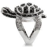 Rhodium + Ruthenium Brass Ring with AAA Grade CZ  in Jet