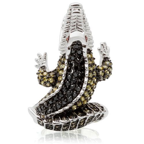 Rhodium + Ruthenium Brass Ring with AAA Grade CZ  in Multi Color