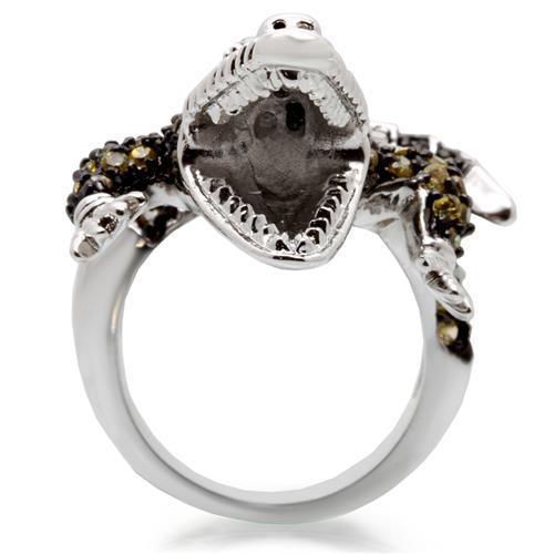 Rhodium + Ruthenium Brass Ring with AAA Grade CZ  in Multi Color