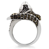 Rhodium + Ruthenium Brass Ring with AAA Grade CZ  in Multi Color