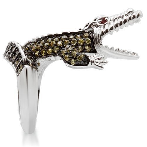 Rhodium + Ruthenium Brass Ring with AAA Grade CZ  in Multi Color