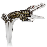 Rhodium + Ruthenium Brass Ring with AAA Grade CZ  in Multi Color