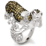 Rhodium + Ruthenium Brass Ring with AAA Grade CZ  in Multi Color