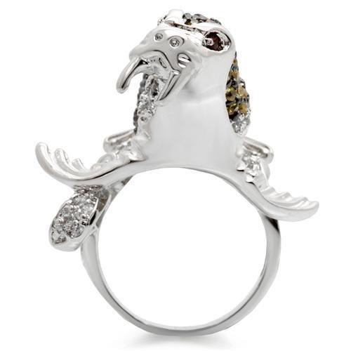 Rhodium + Ruthenium Brass Ring with AAA Grade CZ  in Multi Color