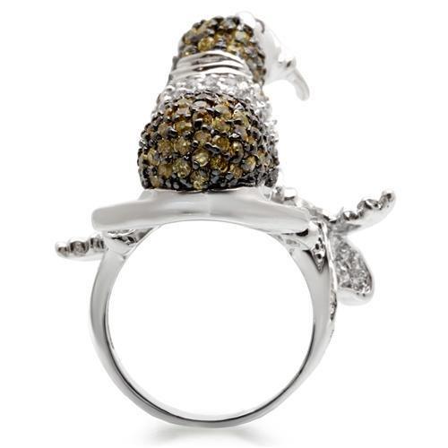 Rhodium + Ruthenium Brass Ring with AAA Grade CZ  in Multi Color