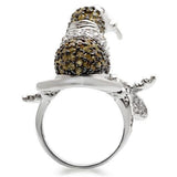 Rhodium + Ruthenium Brass Ring with AAA Grade CZ  in Multi Color