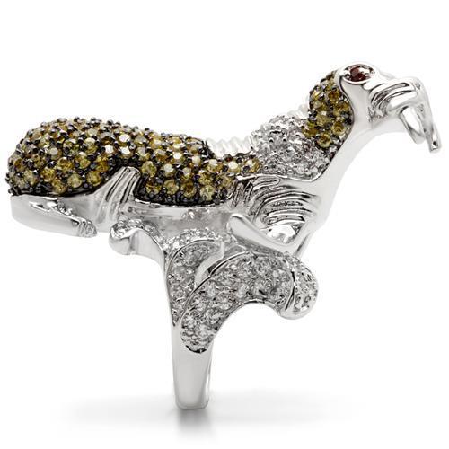 Rhodium + Ruthenium Brass Ring with AAA Grade CZ  in Multi Color