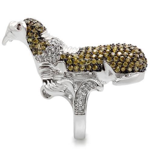 Rhodium + Ruthenium Brass Ring with AAA Grade CZ  in Multi Color