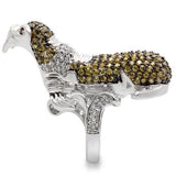 Rhodium + Ruthenium Brass Ring with AAA Grade CZ  in Multi Color