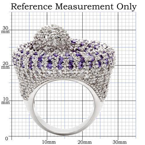 Rhodium Brass Ring with AAA Grade CZ  in Tanzanite