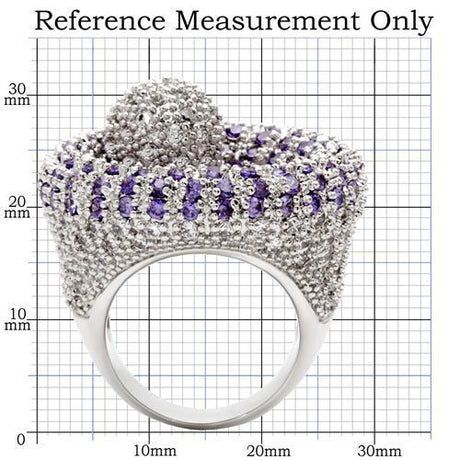 Rhodium Brass Ring with AAA Grade CZ  in Tanzanite