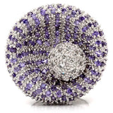 Rhodium Brass Ring with AAA Grade CZ  in Tanzanite