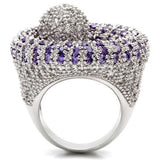 Rhodium Brass Ring with AAA Grade CZ  in Tanzanite