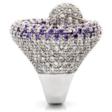 Rhodium Brass Ring with AAA Grade CZ  in Tanzanite