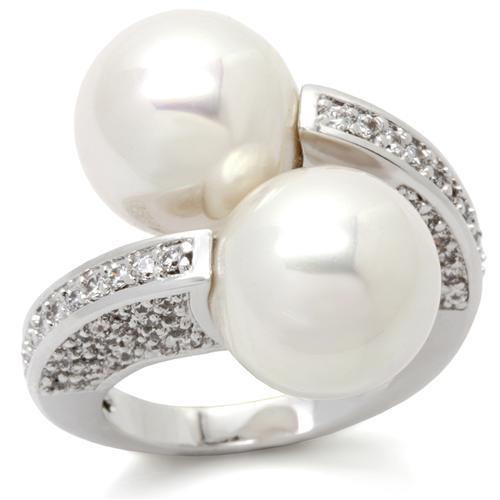 Rhodium Brass Ring with AAA Grade CZ  in Clear