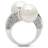 Rhodium Brass Ring with AAA Grade CZ  in Clear