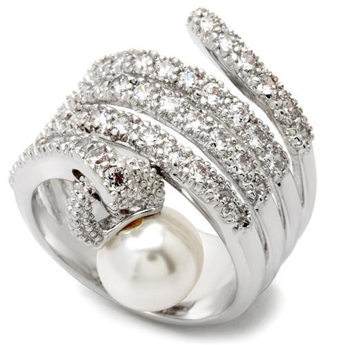 Rhodium Brass Ring with AAA Grade CZ  in Clear