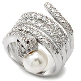 Rhodium Brass Ring with AAA Grade CZ  in Clear
