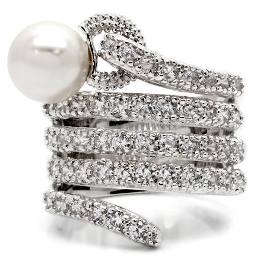 Rhodium Brass Ring with AAA Grade CZ  in Clear