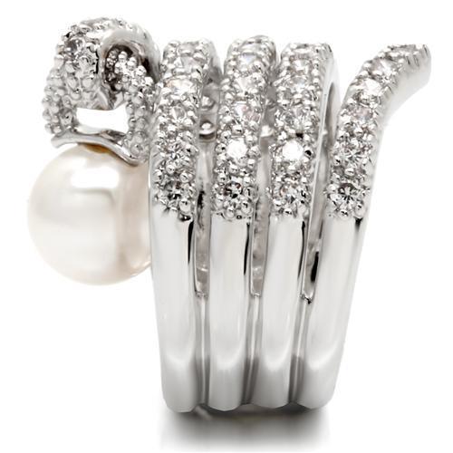 Rhodium Brass Ring with AAA Grade CZ  in Clear