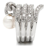 Rhodium Brass Ring with AAA Grade CZ  in Clear