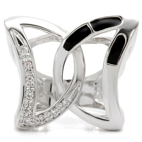Rhodium Brass Ring with AAA Grade CZ  in Clear