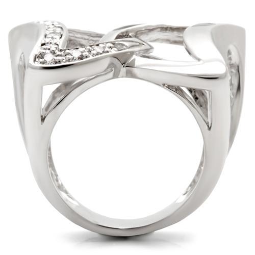 Rhodium Brass Ring with AAA Grade CZ  in Clear