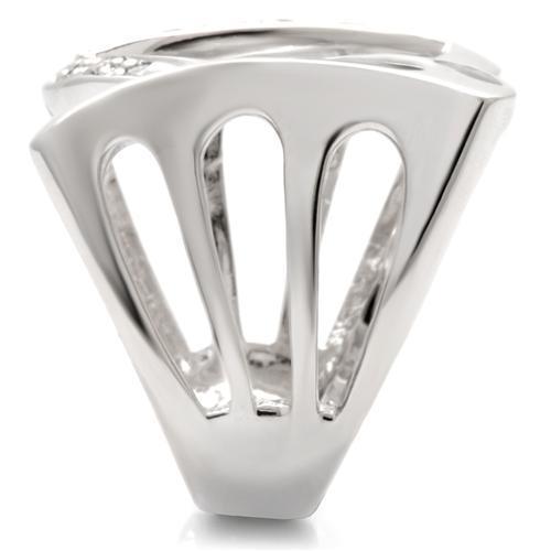 Rhodium Brass Ring with AAA Grade CZ  in Clear