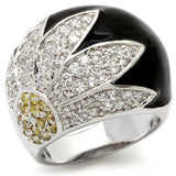 Rhodium Brass Ring with AAA Grade CZ  in Topaz
