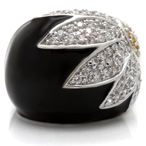 Rhodium Brass Ring with AAA Grade CZ  in Topaz