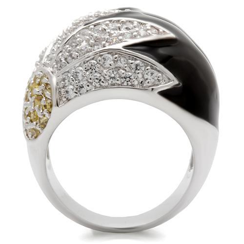 Rhodium Brass Ring with AAA Grade CZ  in Topaz