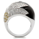 Rhodium Brass Ring with AAA Grade CZ  in Topaz