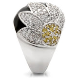 Rhodium Brass Ring with AAA Grade CZ  in Topaz