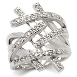 Rhodium Brass Ring with AAA Grade CZ  in Clear